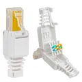 Produktbild: HB-DIGITAL 1x RJ45 Cat 5e Netzwerkstecker mit vergoldeten Kontakten cat.5e LAN Crimpstecker Gigabit Connector für Patchkabel, Verlegekabel CAT7 CAT6A CAT5 Kompatibel Werkzeugfrei Werkzeuglos DSL