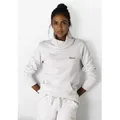 Produktbild: Longsweatshirt BENCH. LOUNGEWEAR, Damen, Gr. 36/38, beige (beige, meliert), Sweatware, Obermaterial: 90% Baumwolle, 10% Polyester, meliert, unifarben, Basic, Basic hüftbedeckend, ohne Ausschnitt, breiter Bund, Sweatshirts, mit Stehkragen in Layeroptik und Kängurutasche, Loungewear