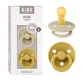 Produktbild: BIBS Colour Schnuller 2er-Pack, BPA-frei, Kirschform Nippel. Naturkautschuk/Latex, Hergestellt in Dänemark. Größe 2 | 6+ Monate | 2-Pack, Vanilla/Mustard