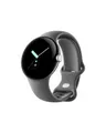 Produktbild: Google Pixel Watch Silber poliert intelligente Uhr mit Band Flouroelastomer dunkelgrau Bandgröße: L 32 GB Wi-Fi NFC Bluetooth 36 g (GA03305-DE)