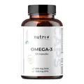Produktbild: Nutri + Vegan Omega 3-120 Kapseln aus Algenöl - 2000 mg Algen Öl hochdosiert mit 600 mg DHA 300 mg EPA - hochwertig, natürlich und laborgeprüft