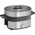 Produktbild: WMF Lono Hot Pot & Dampfgarer elektrisch 3,6l, chinesisches Fondue für 6 Personen, elektrische Dampfgarer, Dampfaufsatz für Dim Sum, Bao, Garkörbchen, 1700W, edelstahl matt