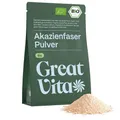 Produktbild: GreatVita Bio Akazienfaser Pulver 250 g – E414 Gummi Arabicum Typ 4918 | 90% Ballaststoffe, löslich & Geschmacksneutral | vegan, glutenfrei, ohne Gentechnik | Made in Germany - DE-ÖKO-037 | GreatVita