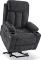 Produktbild: M MCombo Relaxsessel mit Aufstehhilfe & Liegefunktion 7190, Fernsehsessel elektrisch verstellbar, für Senioren Wohnzimmer, USB, (Dunkelgrau-Stoff)