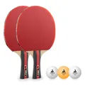 Produktbild: JOOLA Tischtennis Set Rosskopf 2 Tischtennisschläger + 3 Tischtennisbälle 40+mm, rot/schwarz, 5-teilig