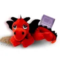 Produktbild: Habibi Plush Wärmekissen/Stofftier f. Kinder und Erwachsene – 1864 Glücksdrache rot/schwarz mit Hirsefüllung, Wärmekuscheltier zum Erwärmen in der Mikrowelle/Backofen, Drache auch für Babys