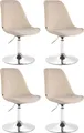 Produktbild: CLP 4er Set Esszimmerstühle Maverick Samt drehbar und stufenlos verstellbar,creme chrom