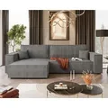 Produktbild: Lookway Ecksofa Gepolstertes CARLOS L-Form, Cord-Stoff, mit Schlaffunktion und Bettkasten, Seite universal grau 100 cm