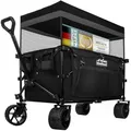 Produktbild: Faltbarer Bollerwagen Handwagen Transportkarre; Strand-Buggy bis 90L&150kg; XXL Geländeräder mit Bremse; Leiterwagen; Camping-Wagen für Strand, Garten & Outdoor; Verstellbarer Griff & Tasche (Schwarz)
