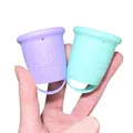 Produktbild: Beppy Cups WONDER (Lila/Türkis) 2 Menstruationstassen ohne Stiel, mit Auslaufschutz - hypoallergen & latexfrei - für mehr Freiheiten während der Periode (Liebe, Sauna, Sport, Schwimmen)