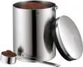 Produktbild: WMF Kult Tee- Kaffeedose Edelstahl für 500g, Edelstahldose mit Maßlöffel, Kaffeebohnen Behälter, Cromargan Edelstahl mattiert, für Kaffeepulver und Kaffeebohnen, spülmaschinengeeignet