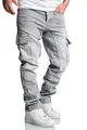 Produktbild: Amaci&Sons Herren Cargo Jeans Regular Slim Denim Hose Destroyed 7977 Hellgrau W34/L30