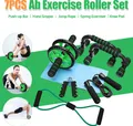 Produktbild: 7-teiliges Fitness-Set für Zuhause – AB Wheel, Springseil, Handtrainer, Push-Up-Stützen & Trainingsmatte | Ganzkörper-Workout für Anfänger & Profis