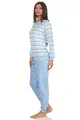 Produktbild: RELAX by Normann Eleganter Damen Frottee Pyjama Langarm mit Bündchen in Streifenoptik - 291 201 13 568, Farbe:hellblau, Größe2:36/38