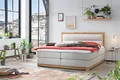 Produktbild: Belanoti Age Boxspringbett 160x200 Eiche 7-Zonen Taschenfederkern Matratze inkl Visco Topper Bett 160x200 in der Farbe Beige H2/H3 Polsterbett Hotelbett mit Massivholz Eiche Massivholzbett