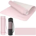 Produktbild: EliteAthlete® Yogamatte - Sportmatte - Fitnessmatte - Gymnastikmatte gepolstert & rutschfest für Fitness, Pilates - Yoga Matte - 183 cm x 61 cm x 0.6 cm - Trainingsmatte inkl. Transportgurt + Tasche, Farbe:Spring Blooms - Light Sand