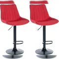 Produktbild: CLP 2er Set Barhocker Toni Stoff rot/Metall matt schwarz