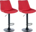 Produktbild: CLP 2er Set Barhocker Toni Stoff drehbar und stufenlos höhenverstellbar,rot Metall matt weiss