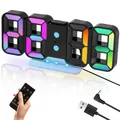 Produktbild: Zaxiva 3D LED Digitalwecker mit Snooze-Funktion, Fernbedienung, 12/24-Stunden-Anzeige, 4 Helligkeitsstufen, 14 RGB-Farbwechsel, Schwarz