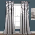 Produktbild: Fenstervorhang mit weinenden Blumen, 132 cm B x 213 cm L + 5,1 cm Kopfleiste,...