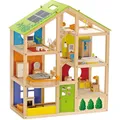 Produktbild: Hape E3401 Vier-Jahreszeiten Haus Puppenhaus mit Zubehör Möbel Holzspielzeug