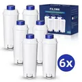 Produktbild: 6er Wasserfilter Kaffeevollautomat für Delonghi Wasserfilter Ersatz für De'Longhi DLSC002, Kompatibel mit De Longhi, ECAM, ESAM, ETAM, BCO, EC-Serie - Weiß