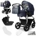 Produktbild: Bergsteiger Capri Kombikinderwagen 3-in-1 – Babywanne, Sportsitz & i-Size Babyschale, Luftreifen, Federung, höhenverstellbarer Griff, faltbar, Zubehör