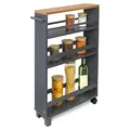 Produktbild: bomoe Nischenregal 15cm breit – Küchenwagen Küchenregal Schmal – Rollwagen Schmal 3 Fächer & Arbeitsplatte – Nischenschrank Küche Bad Büro – Bathroom Cart Nischenwagen Anthrazit 79x50 cm – Hylla