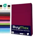 Produktbild: Buymax® Topper Spannbettlaken 120x200 cm Spannbetttuch 100% Baumwolle Jersey für Matratzentopper bis 12 cm Matratzenhöhe Bettlaken für Boxspringbett Topper, Bordeaux Rot