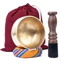 Produktbild: Handgefertigte tibetische Klangschale - Meditationsschale mit Kissen Schlägel...