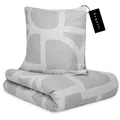 Produktbild: bugatti Bettwäsche 155x220 cm - 100% Baumwolle, Reißverschluss, anschmiegsam, weich & waschbar, Satinbettwäsche grau grafisches Muster