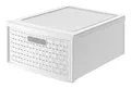 Produktbild: Rotho Country Schubladenbox 19.2l mit 1 Schub in Rattan-Optik, Kunststoff (PP) BPA-frei, weiss, groß/19.2l (45.0 x 34.0 x 20.0 cm)