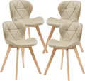 Produktbild: Esszimmerstuhl 'Älmhult' 4-er Set 78x47x52 cm Kunstleder Beige