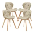 Produktbild: [en.casa] Esszimmerstuhl Älmhult 4-er Set 78x47x52 cm Kunstleder Buche Stühle Wohnzimmerstuhl Küchenstuhl Beige