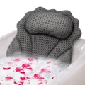 Produktbild: Badewannenkissen Ergonomisches Badekissen mit 4D-Air-Mesh & 6 Saugnäpfen,Spa Badekissen,mit Aufhängehaken,für alle Badewannen,Kopfkissen Badewanne - Grau