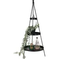 Produktbild: Xxl Metall Etagen Pyramide Schwarz 3-stöckig  - 73 X 30 Cm - Deko Präsentierständer Mit 3 Etagen - Dekoständer Blumentreppe Pflanzenregal Servierständer Groß