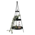 Produktbild: Spetebo XXL Metall Etagen Pyramide schwarz 3-stöckig - 73 x 30 cm - Deko Präsentierständer mit 3 Etagen - Dekoständer Blumentreppe Pflanzenregal Servierständer groß