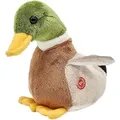 Produktbild: Uni-Toys Kuscheltier Ente - Mit/ohne Stimme - 16 cm (Länge) - Plüsch-Vogel - Plüschtier, zu 100 % recyceltes Füllmaterial! Mit Stimme | 16 cm