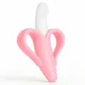 Produktbild: Bananen Beissring für Baby zum Zahnen - Zahnbürste zum Zähneputzen - Spielzeug für Babys 2 in 1 Erfindung (rosa)