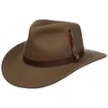Produktbild: Stetson Oklahoma Wollfilz Westernhut Herren 100% wasserabweisender Filz Asahi Guard ultraleichter knautschbarer Hut mit Feder Lederband Sommer Winter braun M (56-57 cm)