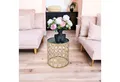 Produktbild: KEINerlei® Beistelltisch Beistelltisch Rund Metall Gold Glas Couchtisch Nachttisch