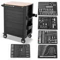 Produktbild: STAHLWERK Werkstattwagen Crow bestückt mit 235 Premium-Werkzeugen aus Chrom-Vanadium abschließbarer Werkzeugwagen | Profi Montagewagen mit 7 Schubladen und gummierten Long-Life-Rollen
