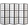 Produktbild: Homestyle4u Paravent Holz Raumteiler Trennwand Shoji in Schwarz Sichtschutz Indoor faltbar (6-teilig), faltbar schwarz 264 cm x 175 cm x 2 cm