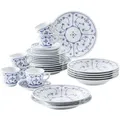 Produktbild: KAHLA 410852A75056H Blau Saks Kombiservice 30tlg. | Geschirrservice mit Strohblumenmuster für 6 Personen aus Porzellan