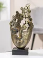 Produktbild: 37957 Skulptur Female Mask Gesichtsmotiv Kunstharz bronzefarben 31,5 x 15 x 10cm