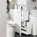 Produktbild: SoBuy BZR111-W Nischenregal mit Rollen Küchenregal Nischenwagen Rollwagen Badezimmerschrank toilettenpapier aufbewahrung Badmöbel Weiß
