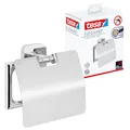 Produktbild: tesa ELEGAANT Toilettenpapierhalter mit Deckel, verchromt - zur Wandbefestigung ohne Bohren, inkl. Klebelösung - 132mm x 135mm x 48mm