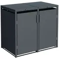 Produktbild: DEGAMO Mülltonnenbox klein 2er MÜNCHEN 115x62x102cm für Tonnen 120 Liter, grau - Dunkelgrau