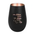 Produktbild: Der-Porzellan-Laden Windlicht mit Gravur Das Leben endet die Liebe Nicht, Schwarz Bronze, Teelichthalter aus Glas mit Spruch, Tischdeko modern