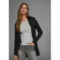 Produktbild: Shirtjacke BOYSEN'S, Damen, Gr. 38S, schwarz, Jersey, Obermaterial: 95% Viskose, 5% Elasthan, gestreift, mehrfarbig, meliert, Basic, figurumspielend hüftlang, V-Ausschnitt, Shirts Shirtjacke, Langarm, mit Schalkragen, aus elastischem Jersey